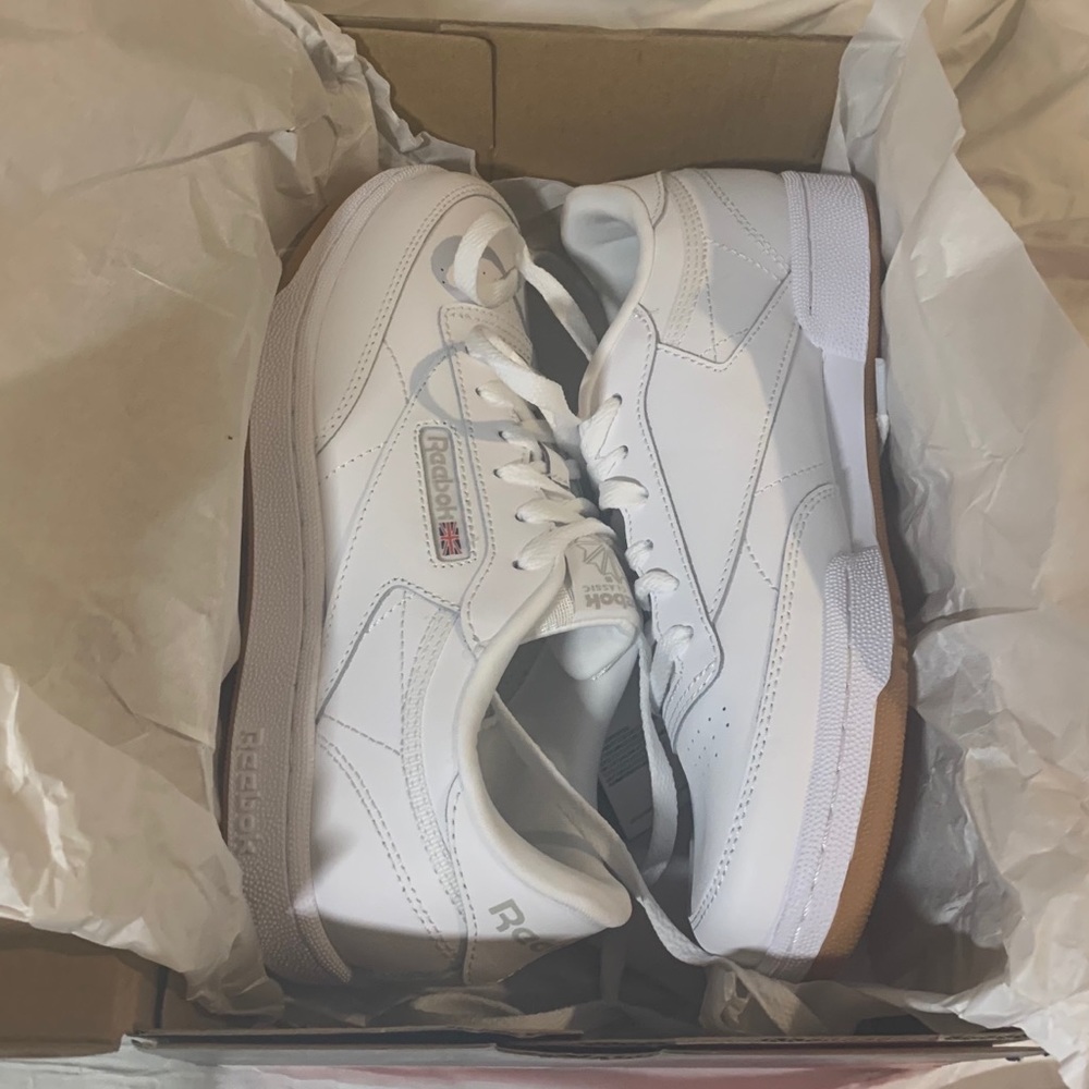 brand new white reebok club c sneakers
